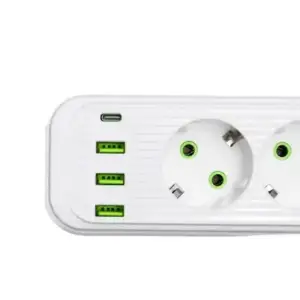 Мережевий фільтр-подовжувач 3 розетки 3хUSB-A 1xUSB-C 5м білий HP-5-35 Yiwu UA