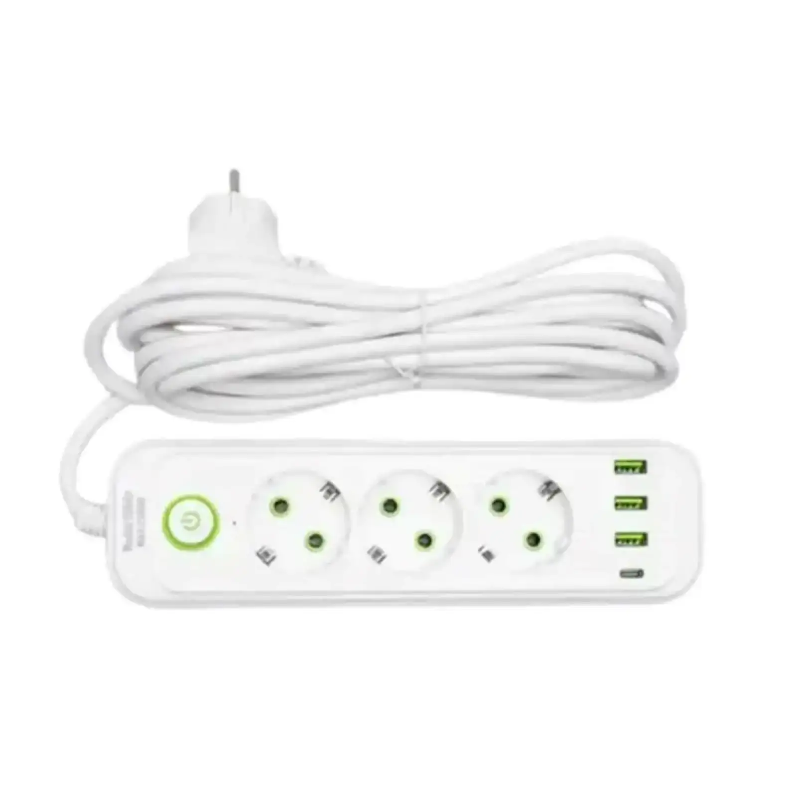 Мережевий фільтр-подовжувач 3 розетки 3хUSB-A 1xUSB-C 5м білий HP-5-35 Yiwu UA