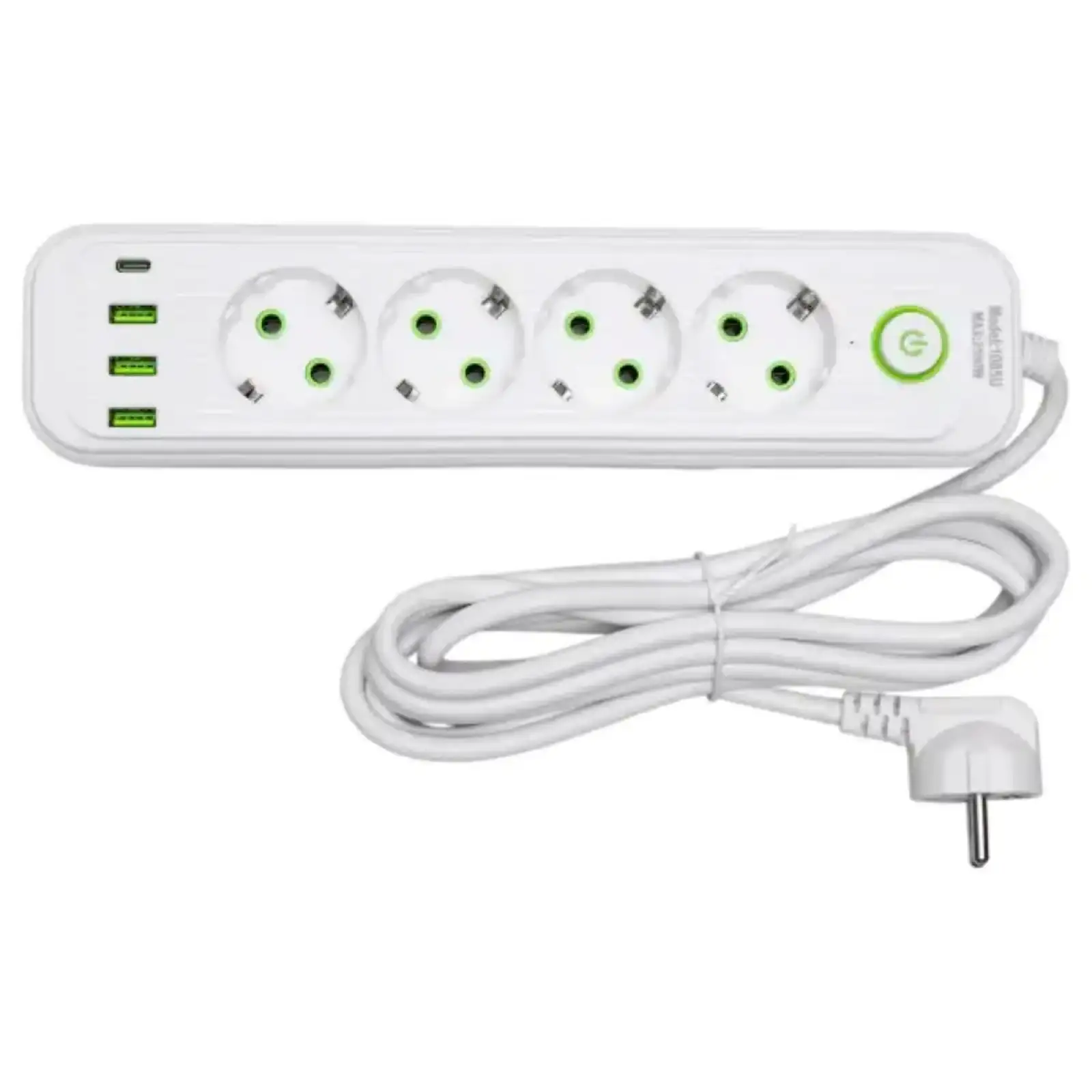 Мережевий фільтр-подовжувач 4 розетки 3xUSB-A 1xUSB-C 3м білий HP-5-37 Yiwu UA