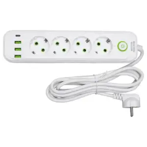 Мережевий фільтр-подовжувач 4 розетки 3xUSB-A 1xUSB-C 3м білий HP-5-37 Yiwu UA