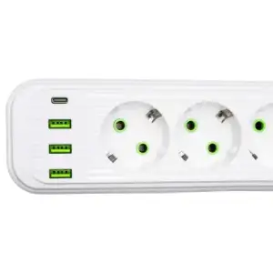 Мережевий фільтр-подовжувач 4 розетки 3xUSB-A 1xUSB-C 3м білий HP-5-37 Yiwu UA