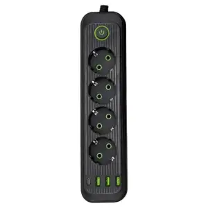 Мережевий фільтр-подовжувач 4 розетки 3xUSB-A 1xUSB-C 3м чорний HP-5-38M Yiwu UA