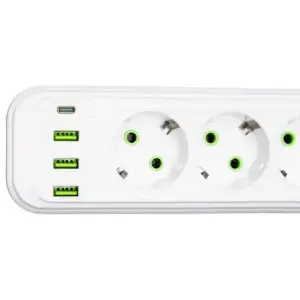 Мережевий фільтр-подовжувач 5 розеток 3xUSB-A 1xUSB-C 5м білий HP-5-39 Yiwu UA