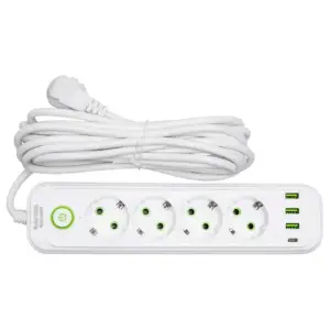 Мережевий фільтр-подовжувач 5 розеток 3xUSB-A 1xUSB-C 5м білий HP-5-39 Yiwu UA