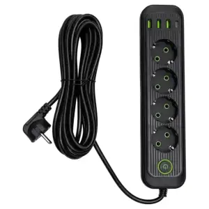 Мережевий фільтр-подовжувач 5 розеток 3xUSB-A 1xUSB-C 5м чорний HP-5-40 Yiwu UA