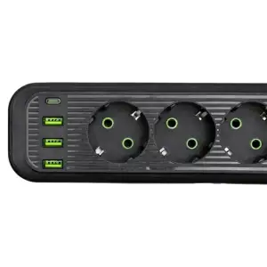 Мережевий фільтр-подовжувач 5 розеток 3xUSB-A 1xUSB-C 5м чорний HP-5-40 Yiwu UA