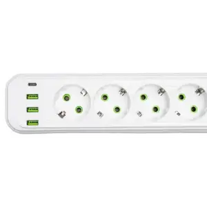 Мережевий фільтр-подовжувач 5 розеток 3xUSB-A 1xUSB-C 3м білий HP-5-41 Yiwu UA