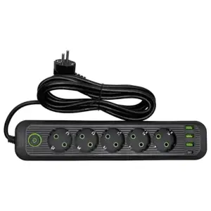 Сетевой фильтр-удлинитель 5 розеток 3xUSB-A 1xUSB-C 3м черный HP-5-42 Yiwu UA