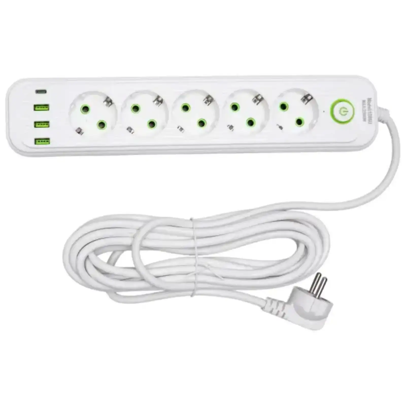 Мережевий фільтр-подовжувач 5 розеток 3xUSB-A 1xUSB-C 5м білий HP-5-43 Yiwu UA