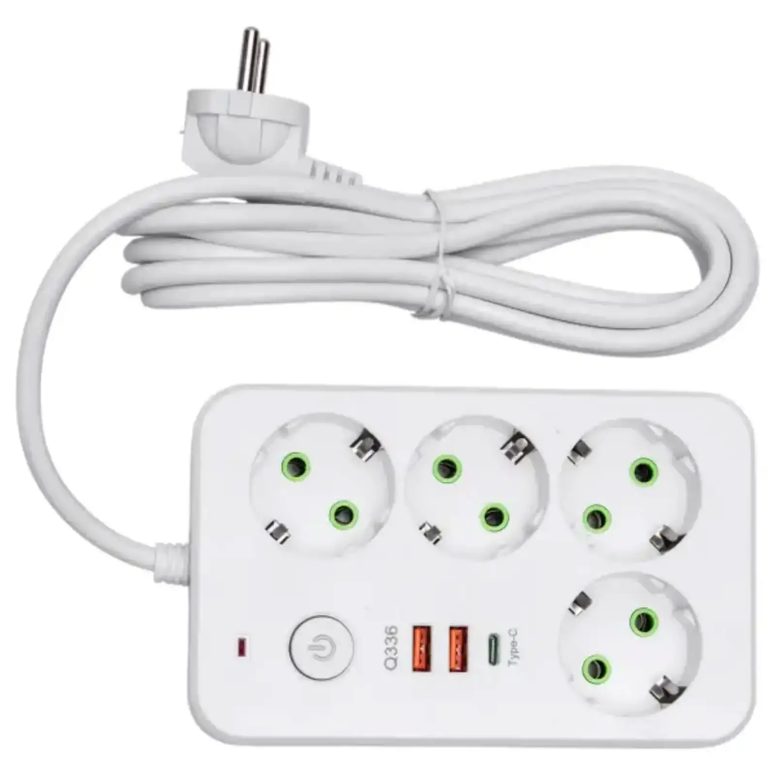 Мережевий фільтр-подовжувач 4 розетки 2xUSB-A 1xUSB-C 3м білий HP-5-45 Yiwu UA