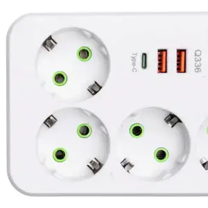Мережевий фільтр-подовжувач 4 розетки 2xUSB-A 1xUSB-C 3м білий HP-5-45 Yiwu UA