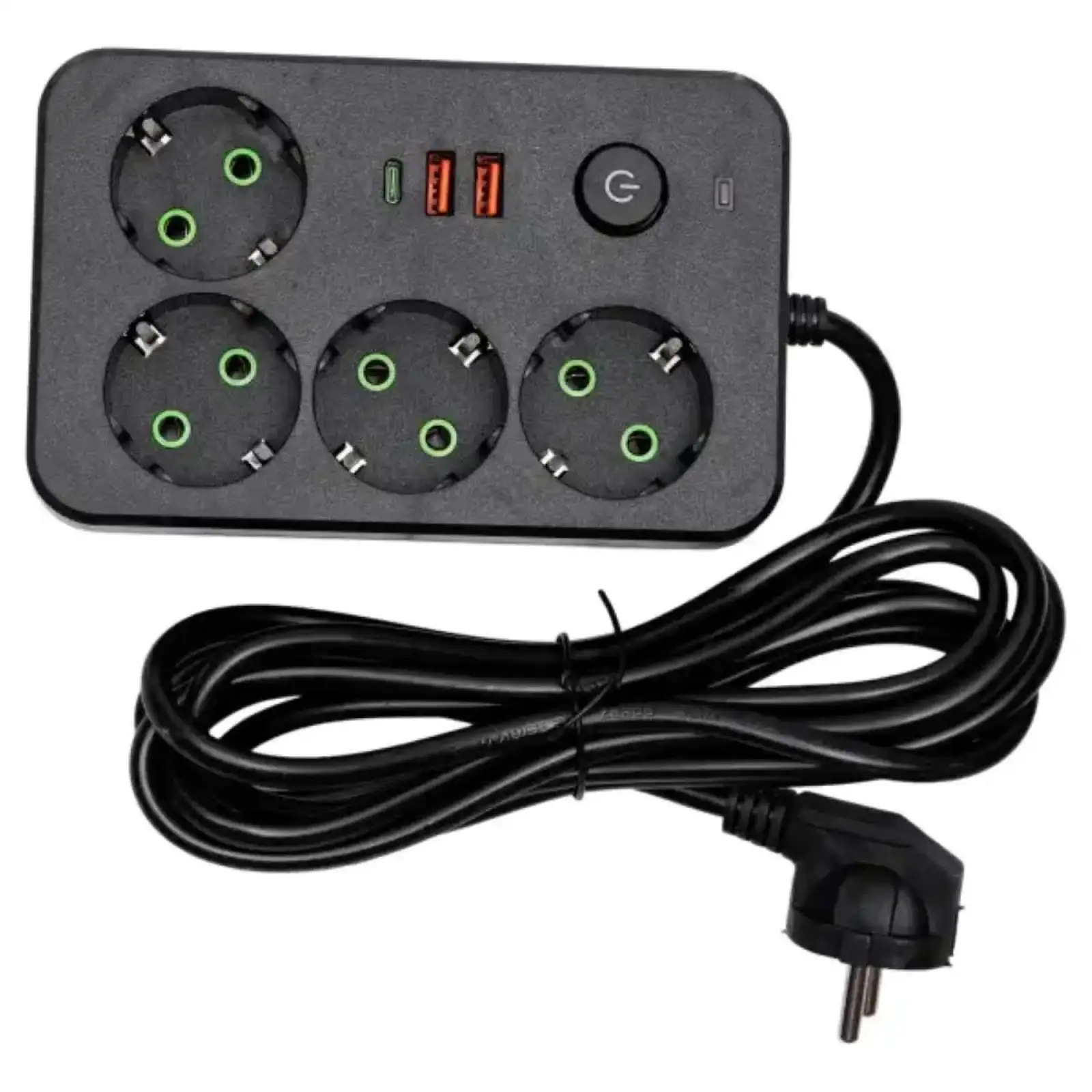 Мережевий фільтр-подовжувач 4 розетки 2xUSB-A 1xUSB-C 3м чорний HP-5-46 Yiwu UA