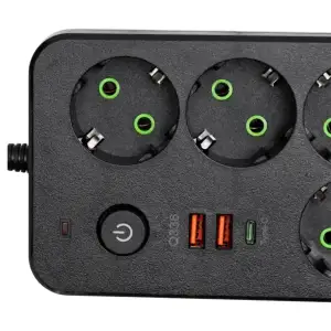 Мережевий фільтр-подовжувач 4 розетки 2xUSB-A 1xUSB-C 3м чорний HP-5-46 Yiwu UA