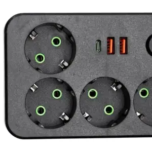 Мережевий фільтр-подовжувач 4 розетки 2xUSB-A 1xUSB-C 3м чорний HP-5-46 Yiwu UA