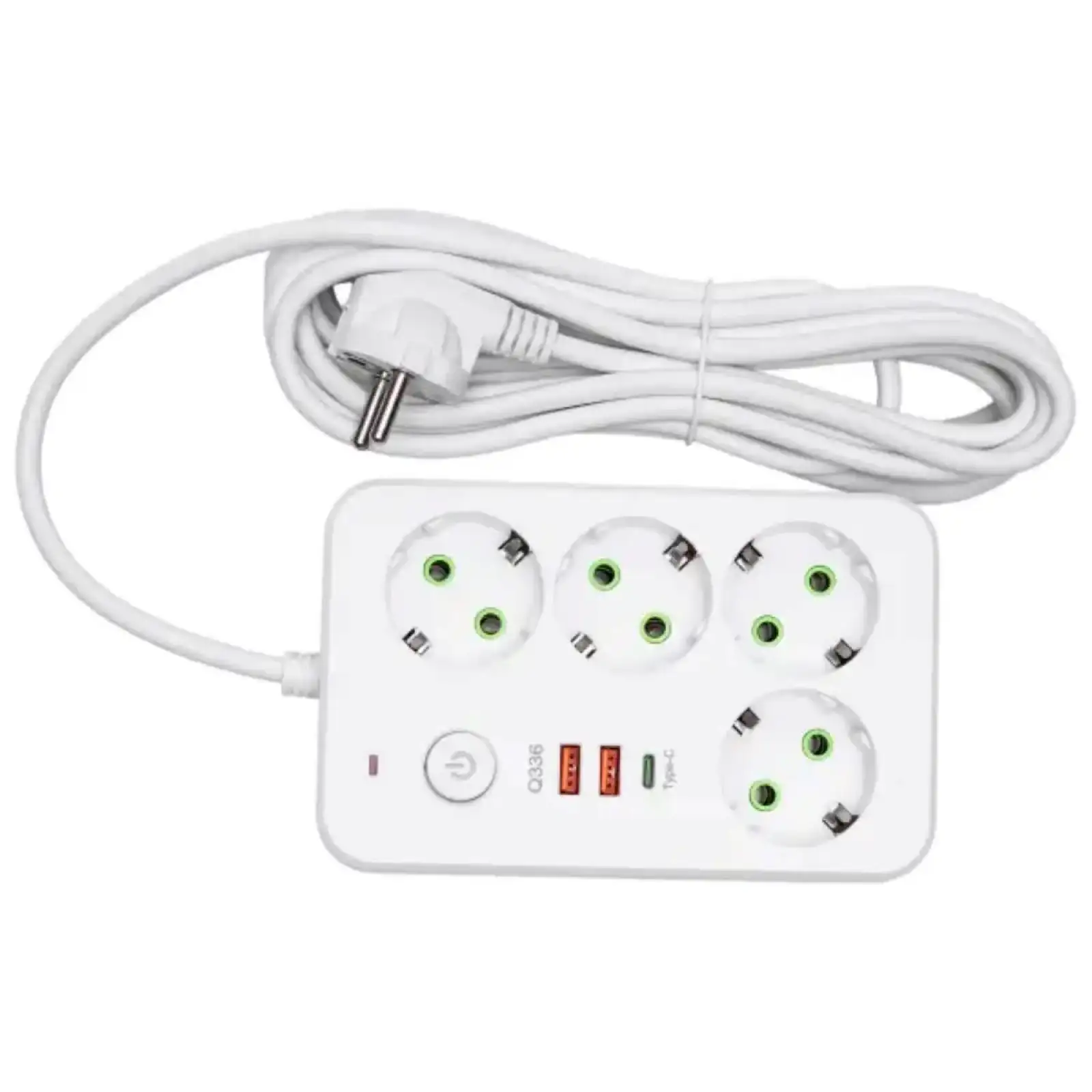 Мережевий фільтр-подовжувач 4 розетки 2xUSB-A 1xUSB-C 5м білий HP-5-47 Yiwu UA
