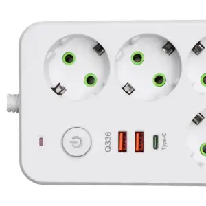 Мережевий фільтр-подовжувач 4 розетки 2xUSB-A 1xUSB-C 5м білий HP-5-47 Yiwu UA
