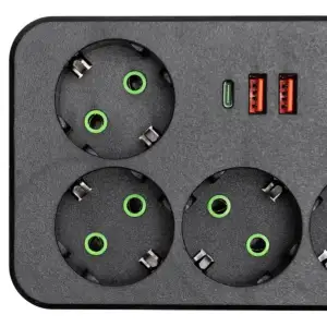 Мережевий фільтр-подовжувач 4 розетки 2xUSB-A 1xUSB-C 5м чорний HP-5-48 Yiwu UA