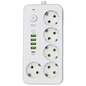 Мережевий фільтр-подовжувач 5 розеток 4xUSB-A 1xUSB-C 3м білий HP-5-49 Yiwu UA