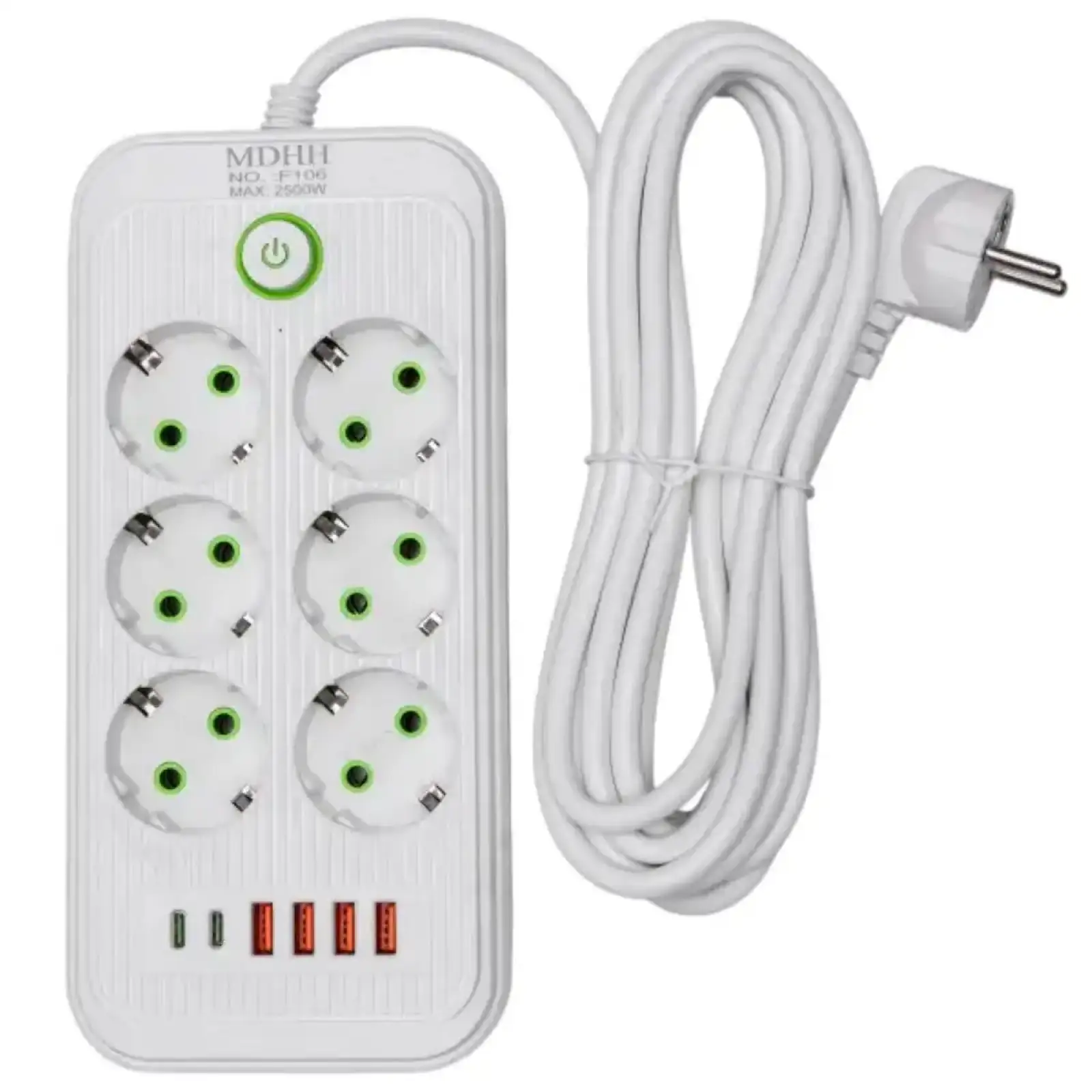 Мережевий фільтр-подовжувач 6 розеток 4xUSB-A 2xUSB-C 5м білий HP-5-53 Yiwu UA
