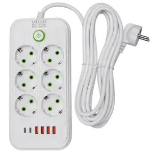 Мережевий фільтр-подовжувач 6 розеток 4xUSB-A 2xUSB-C 5м білий HP-5-53 Yiwu UA
