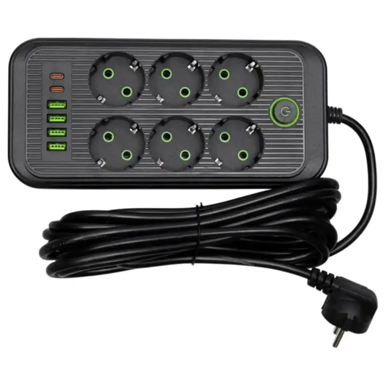Сетевой фильтр-удлинитель 6 розеток 4 USB-A + 2USB Type-C 5м HP-5-54 Yiwu UA
