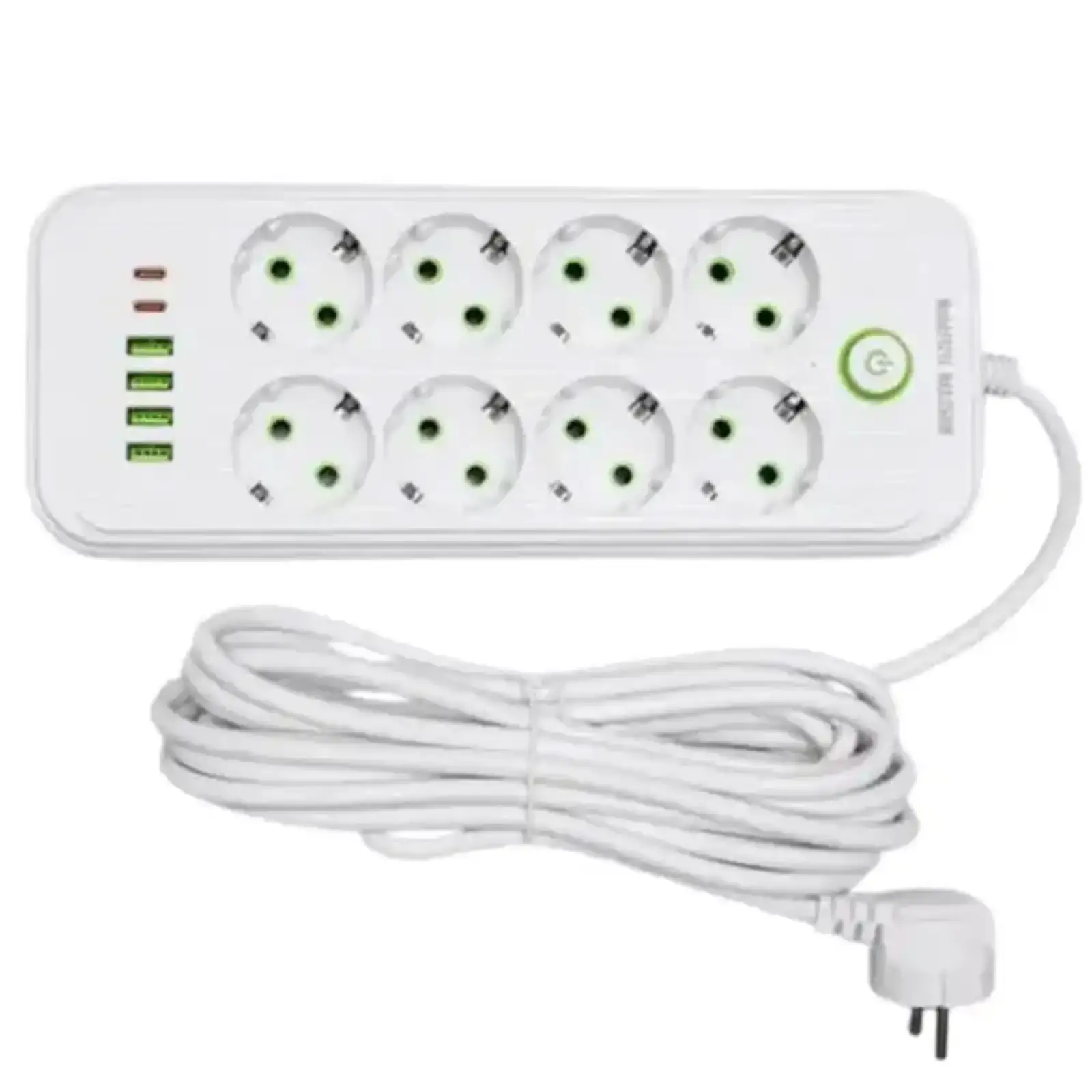 Мережевий фільтр-подовжувач 8 розеток 4xUSB-A 2xUSB-C 5м білий HP-5-55 Yiwu UA
