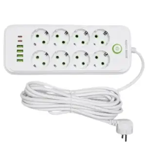 Мережевий фільтр-подовжувач 8 розеток 4xUSB-A 2xUSB-C 5м білий HP-5-55 Yiwu UA