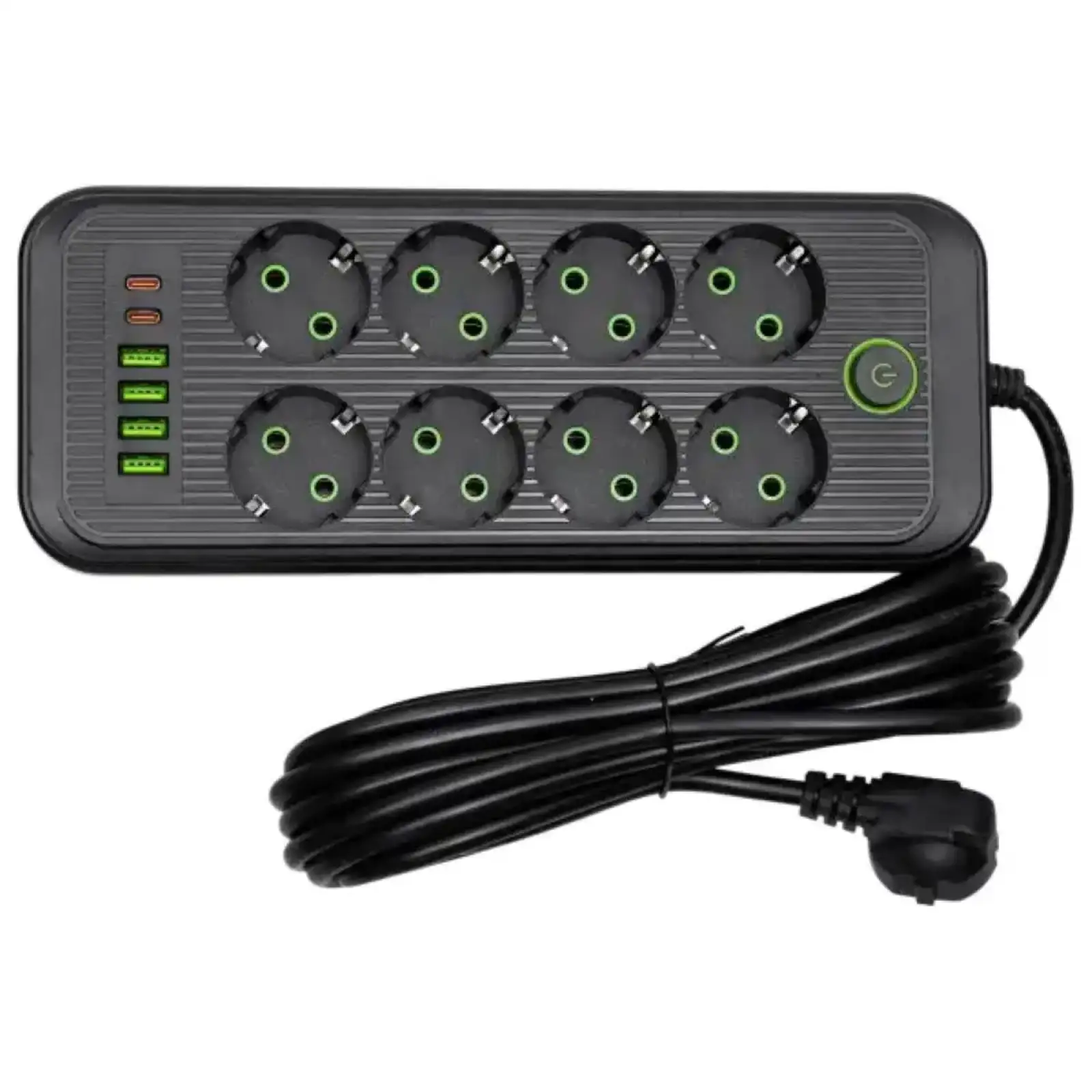 Мережевий фільтр-подовжувач 8 розеток 4xUSB-A 2xUSB-C 5м чорний HP-5-56 Yiwu UA
