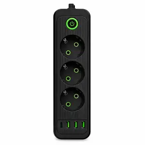Мережевий фільтр-подовжувач 3 розетки 3хUSB-A 1xUSB-C 5м чорний HP-5-36 Yiwu UA