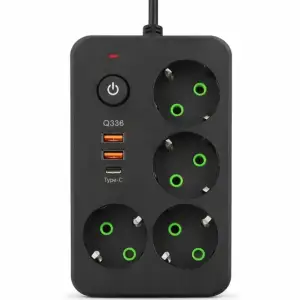 Мережевий фільтр-подовжувач 4 розетки 2xUSB-A 1xUSB-C 5м чорний HP-5-48 Yiwu UA