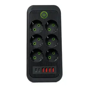 Мережевий фільтр-подовжувач 6 розеток 4 USB-A + 2USB Type-C 5м HP-5-54 Yiwu UA