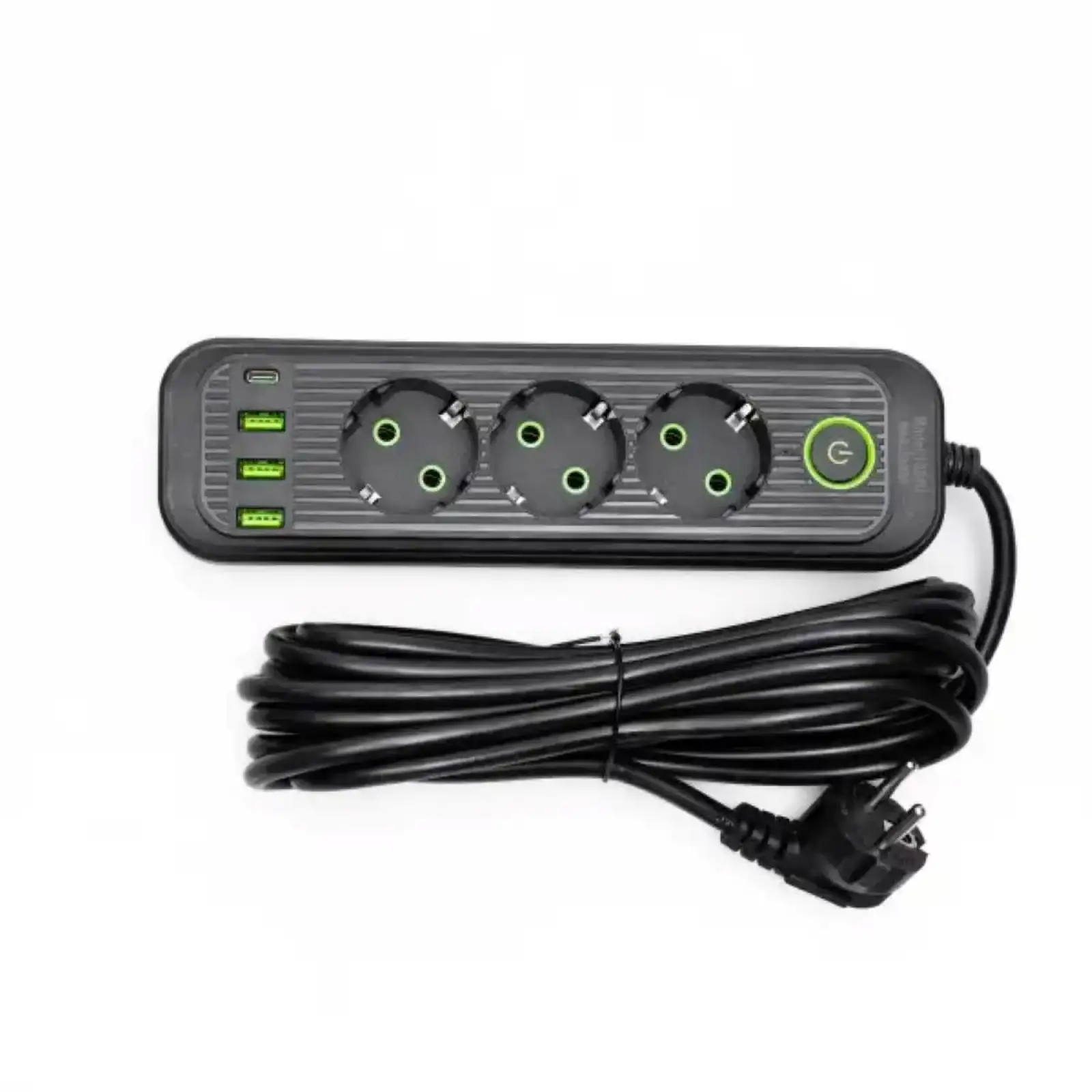Мережевий фільтр-подовжувач 3 розетки 3хUSB-A 1xUSB-C 5м чорний HP-5-36 Yiwu UA