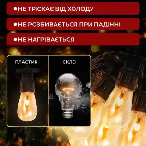 Ретро гірлянда вулична 10 LED лампочок 5 метрів S141 Garlando UA