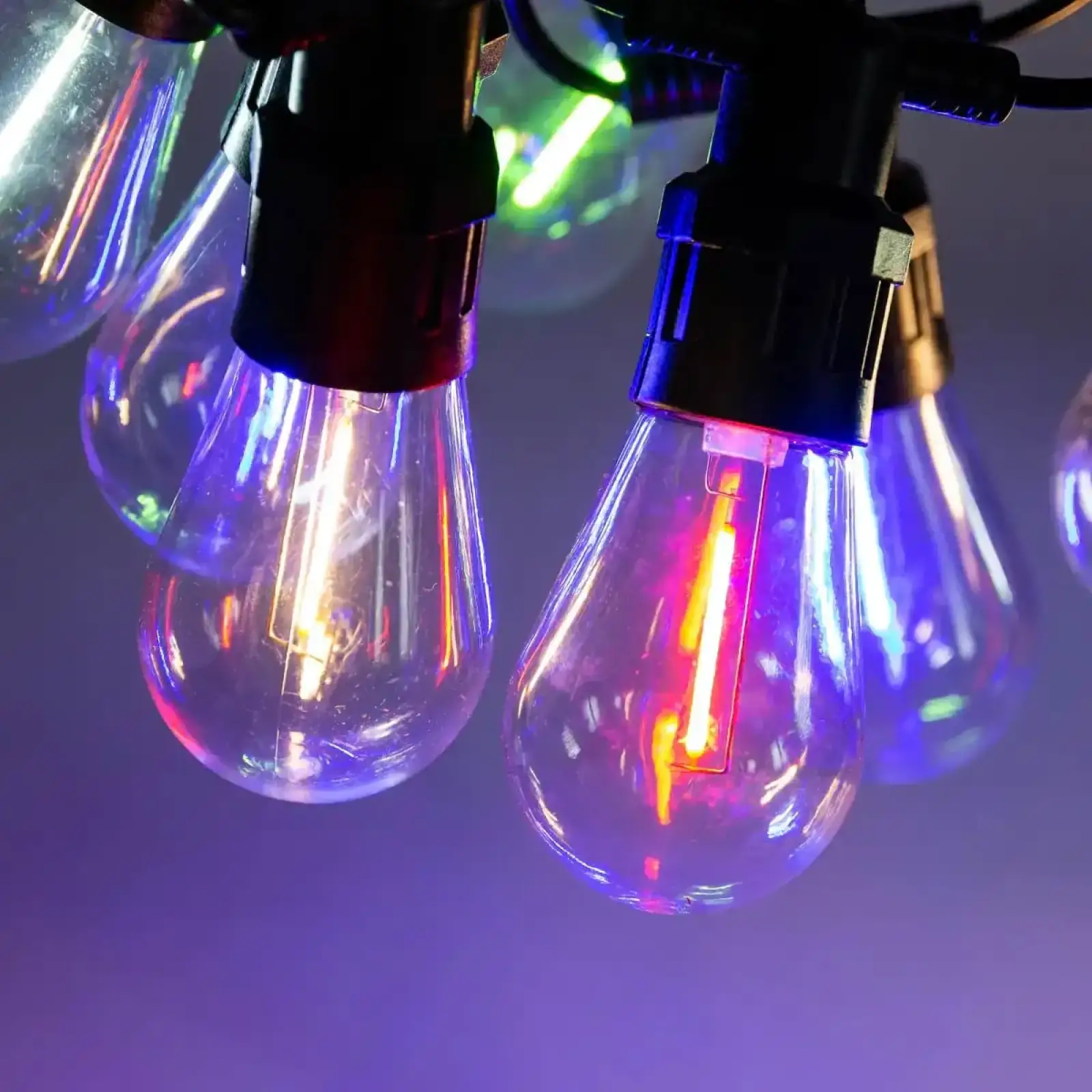 Гирлянда уличная в стиле ретро светодиодная мультиколор S14 на 10 LED ламп длиной 5 метров S14ML Garlando UA