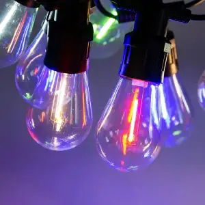 Гирлянда уличная в стиле ретро светодиодная мультиколор S14 на 10 LED ламп длиной 5 метров S14ML Garlando UA