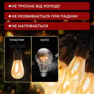 Гірлянда вулична у стилі ретро світлодіодна жовта S14 на 10 LED ламп завдовжки 5 метрів S14Y Garlando UA