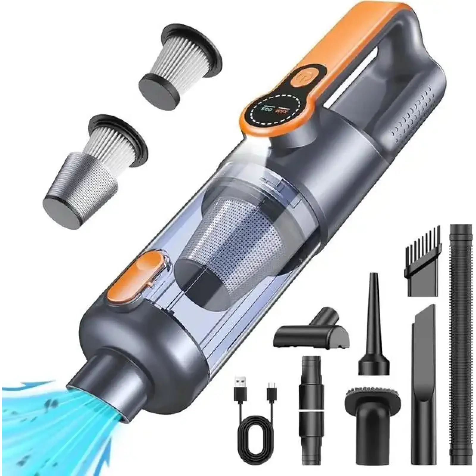 Автомобильный ручной пылесос аккумуляторный 6000 мАч 6 насадок HP-11-126 ABS UA