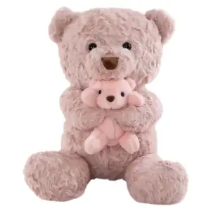 Игрушка-подушка Медведь с малышом и пледом 110х140 см розовый 509-33P ТМ COLORFUL HOME UA