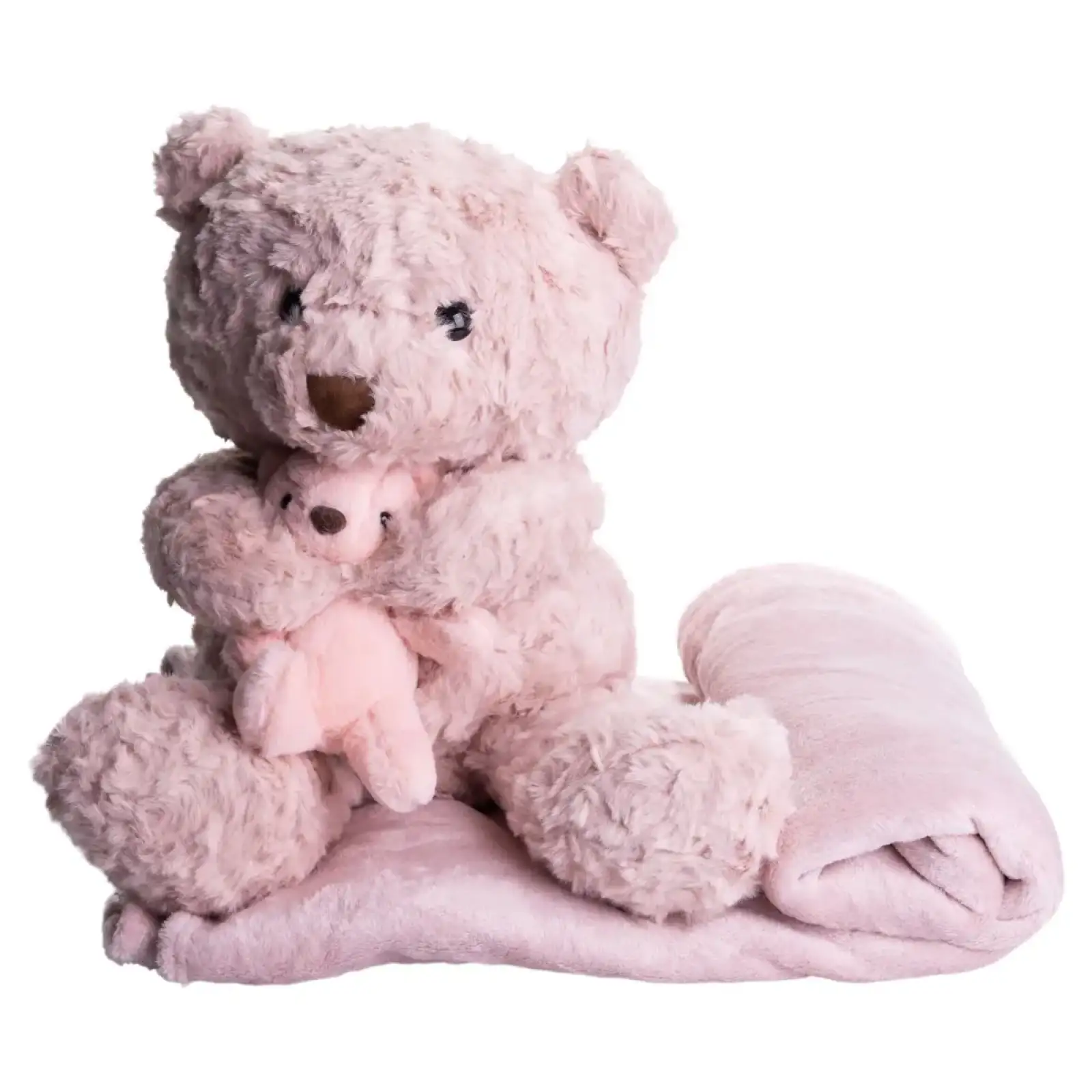 Игрушка-подушка Медведь с малышом и пледом 110х140 см розовый 509-33P ТМ COLORFUL HOME UA