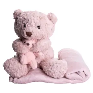 Игрушка-подушка Медведь с малышом и пледом 110х140 см розовый 509-33P ТМ COLORFUL HOME UA