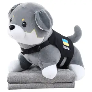Игрушка-подушка Пес Патрон с пледом 110x140 см серый 509-6G ТМ COLORFUL HOME UA
