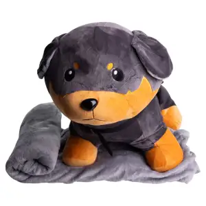 Игрушка-подушка Пес Патрон с пледом 110x140 см серый с коричневым 509-6GB ТМ COLORFUL HOME UA