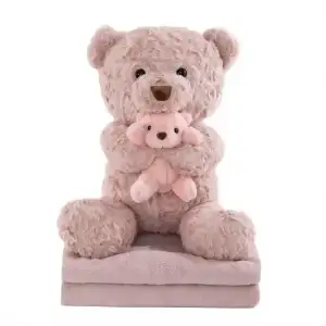 Игрушка-подушка Медведь с малышом и пледом 110х140 см розовый 509-33P ТМ COLORFUL HOME UA