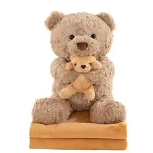 Игрушка-подушка Медведь с малышом и пледом 110x140 см бежевый 509-33P ТМ COLORFUL HOME (509-33BE) UA