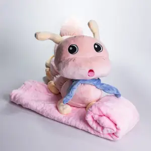 М'яка іграшка-подушка з пледом Гусениця 110×170 (см) плюшевий дитячий плед 3в1 Рожевий Colorful Home (7127-P) UA
