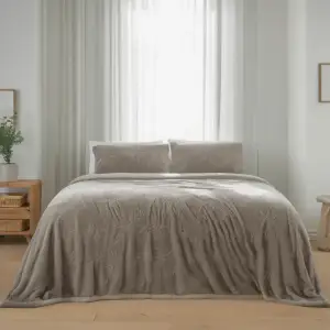 Покрывало на кровать 200×220 см плюшевое песочный 9089-20-60-8 Colorful Home UA