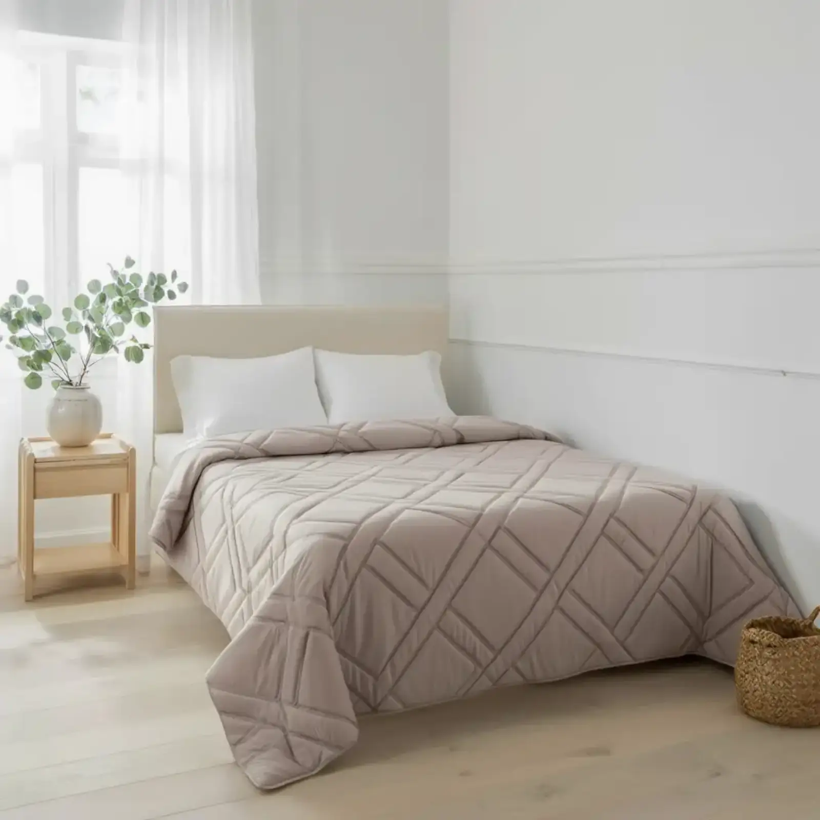 Покривало на ліжко стьобане 200*230 см бавовняне кавовий 505-24-18-3 Colorful Home UA
