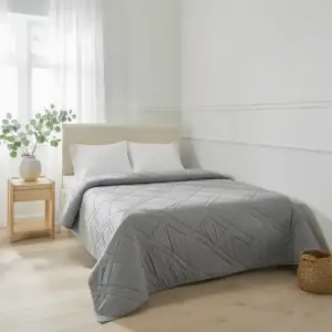 Покрывало на кровать стеганое 200×230 см хлопковое серый 505-24-18-1 Colorful Home UA