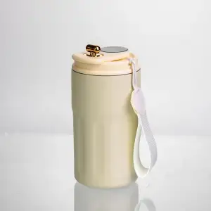 Термочашка Coffee 400 мл з ремінцем та датчиком температури, білий Yiwu HP-GM-2 UA