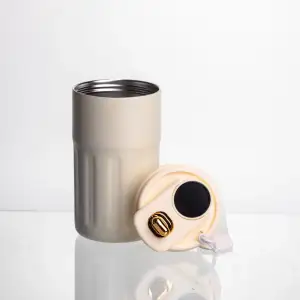 Термочашка Coffee 400 мл з ремінцем та датчиком температури, білий Yiwu HP-GM-2 UA
